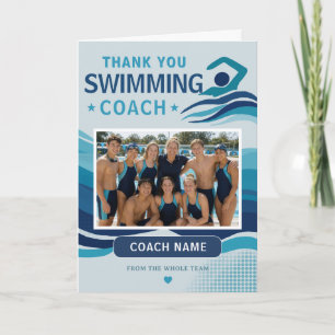 Tarjeta De Agradecimiento Entrenador de equipo de natación moderno foto