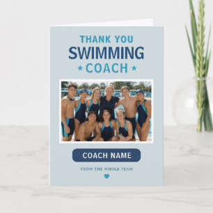 Tarjeta De Agradecimiento Entrenador de equipo de natación moderno foto