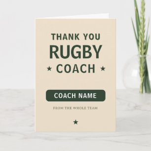 Tarjeta De Agradecimiento Entrenador de equipo de rugby moderno jugador