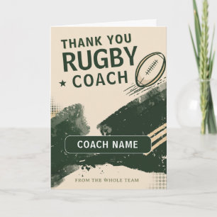 Tarjeta De Agradecimiento Entrenador de equipo de rugby moderno jugador