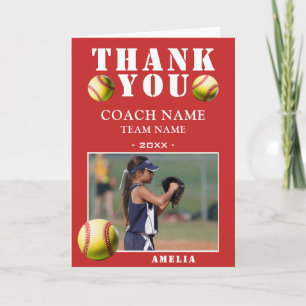 Tarjeta De Agradecimiento Entrenador de Foto de Deportes de Softbol 