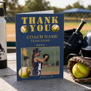 Tarjeta De Agradecimiento Entrenador de Foto de Deportes de Softbol