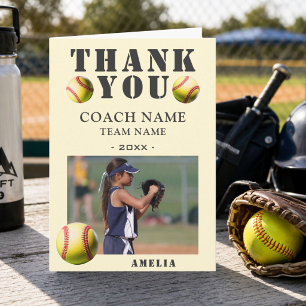 Tarjeta De Agradecimiento Entrenador de Foto de Deportes de Softbol