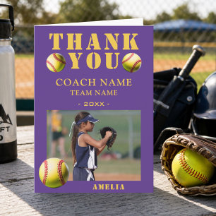 Tarjeta De Agradecimiento Entrenador de Foto de Deportes de Softbol