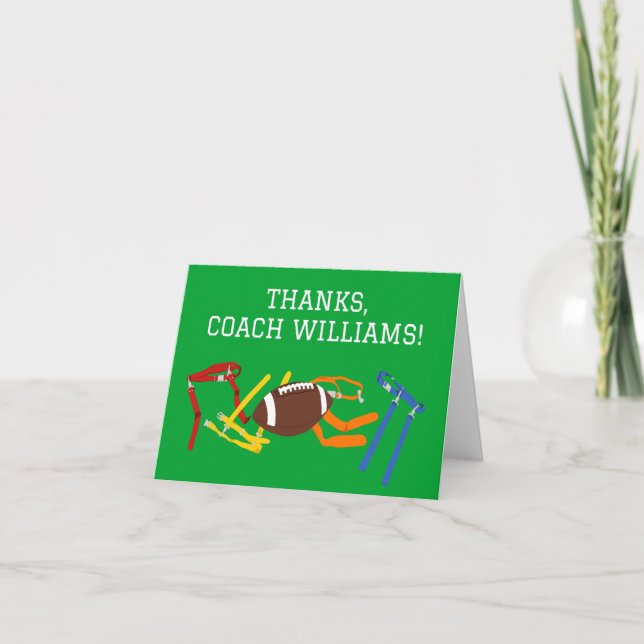 Tarjeta De Agradecimiento entrenador de fútbol de bandera personalizado (Anverso)