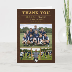 Tarjeta De Agradecimiento Entrenador de Fútbol Equipo Cuero Sintético Collag