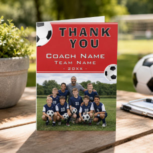 Tarjeta De Agradecimiento Entrenador de Fútbol Foto del Equipo