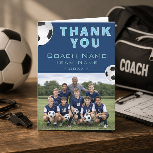 Tarjeta De Agradecimiento Entrenador de Fútbol Foto del Equipo