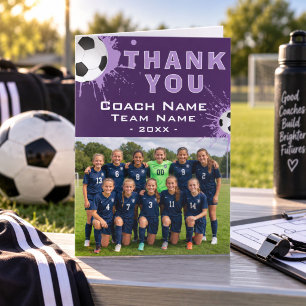 Tarjeta De Agradecimiento Entrenador de fútbol fútbol Equipo Foto Gracias