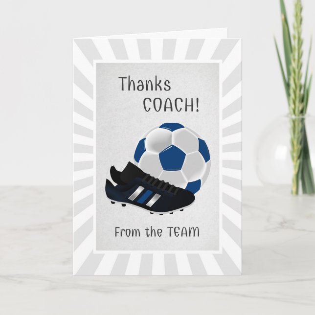 Tarjeta De Agradecimiento Entrenador de fútbol gracias del equipo (Anverso)