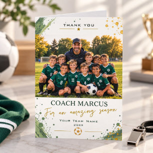 Tarjeta De Agradecimiento Entrenador de Fútbol Gracias Equipo Foto Temporada