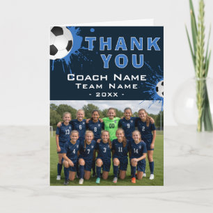 Tarjeta De Agradecimiento Entrenador de fútbol soccer Foto del equipo Gracia