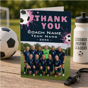 Tarjeta De Agradecimiento Entrenador de fútbol soccer Foto del equipo Gracia