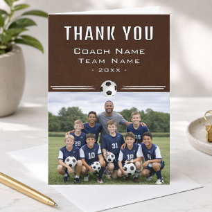 Tarjeta De Agradecimiento Entrenador de fútbol soccer Foto del equipo Gracia