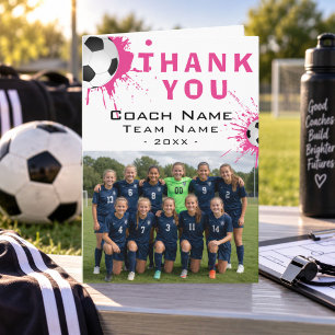 Tarjeta De Agradecimiento Entrenador de fútbol soccer foto del equipo Gracia