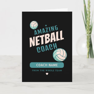 Tarjeta De Agradecimiento Entrenador de Netball Increíble Nombre Personaliza