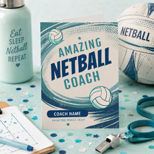 Tarjeta De Agradecimiento Entrenador de Netball Increíble Nombre Personaliza