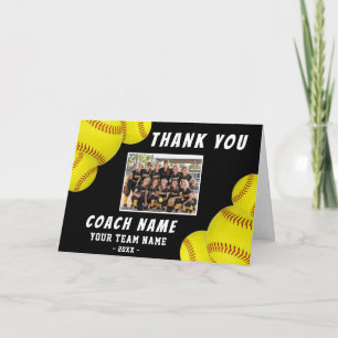 Tarjeta De Agradecimiento Entrenador de Sóftbol Gracias Foto de Equipo Perso