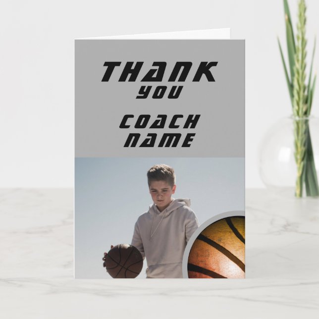 Tarjeta De Agradecimiento Entrenador fotográfico de la pelota de baloncesto (Anverso)