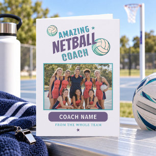 Tarjeta De Agradecimiento Entrenador Increíble de Netball con Nombre Persona