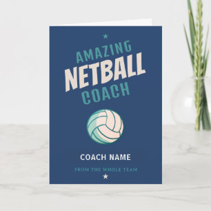 Tarjeta De Agradecimiento Entrenador Increíble de Netball Nombre Personaliza