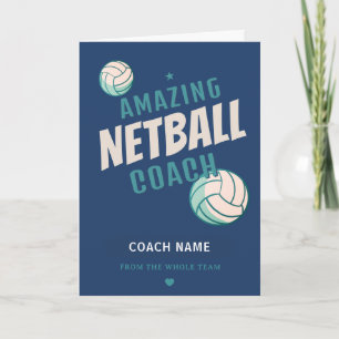 Tarjeta De Agradecimiento Entrenador Increíble de Netball Nombre Personaliza