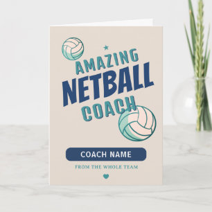Tarjeta De Agradecimiento Entrenador Increíble de Netball Nombre Personaliza