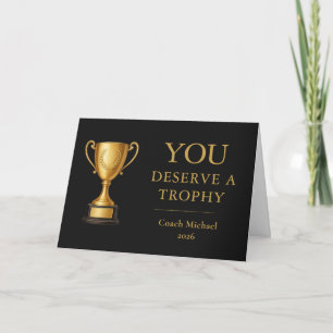 Tarjeta De Agradecimiento Entrenador Mereces un Trofeo Elegante Divertido Eq