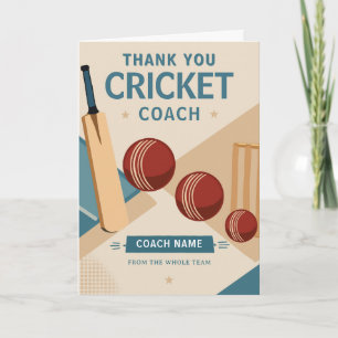 Tarjeta De Agradecimiento Entrenador moderno de equipo de cricket