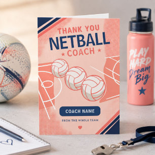 Tarjeta De Agradecimiento Entrenador moderno de equipo de netball