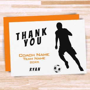 Tarjeta de agradecimiento Entrenador Naranja Fútbo