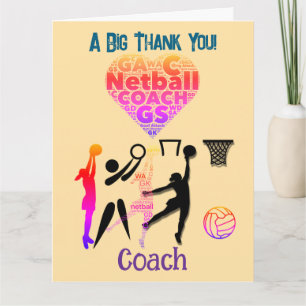 Tarjeta De Agradecimiento Entrenador Personalizado de Netball