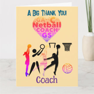 Tarjeta De Agradecimiento Entrenador Personalizado de Netball