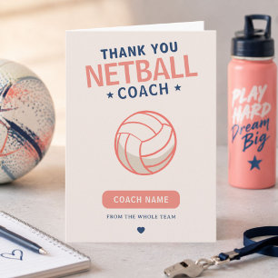 Tarjeta De Agradecimiento Entrenadora moderna de equipo de netball