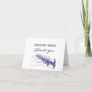 Tarjeta De Agradecimiento Equipo de Remo de Remeros Azules Deportes Acuático