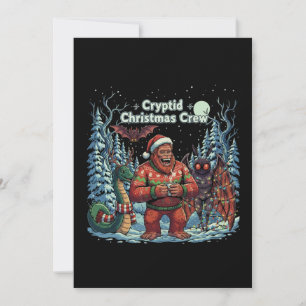 Tarjeta De Agradecimiento Equipo Divertido de Cryptidos Navideños   Bigfoot,
