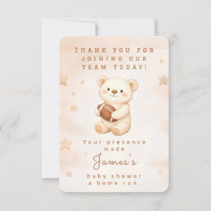 Tarjeta De Agradecimiento Equipo Oso de Peluche de Fútbol Acuarela 