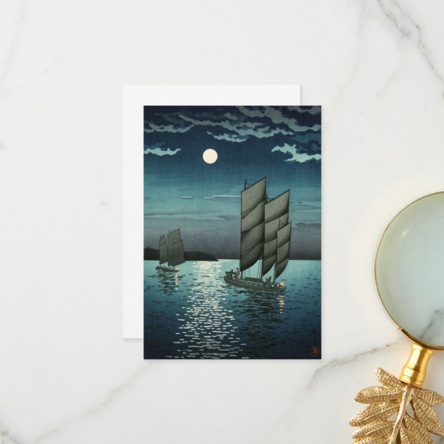 Tarjeta De Agradecimiento Era Showa, barco de Tsuchiya Koitsu (Anverso/Reverso In Situ)