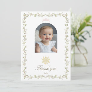 Tarjeta De Agradecimiento Érase Una Vez Princesa Rosa Floral Coquette 1º