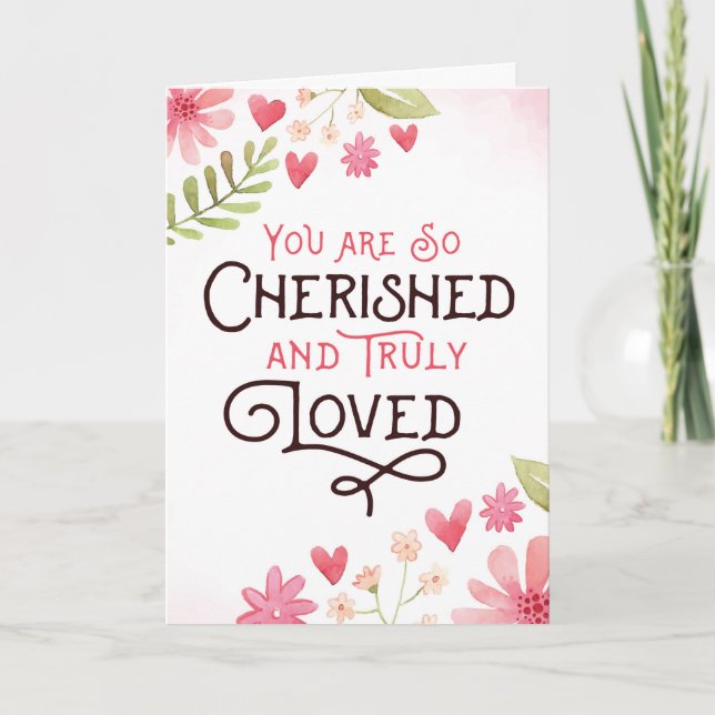 Tarjeta De Agradecimiento Eres apreciado y amado con flores (Anverso)
