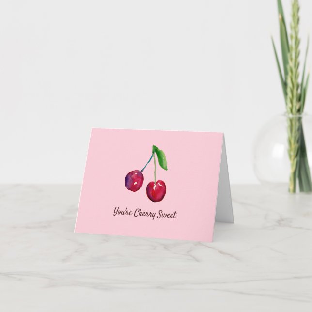 Tarjeta De Agradecimiento Eres Cherry Sweet Hand-Illustrated Girly Pink (Anverso)