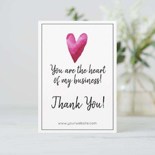 Tarjeta De Agradecimiento Eres el corazón de mi negocio (Anverso de pie)