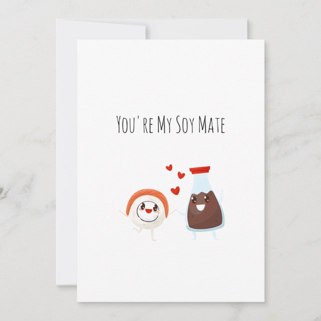 Tarjeta De Agradecimiento Eres mi alma gemela - Sushi Funny Food Pun card (Anverso)