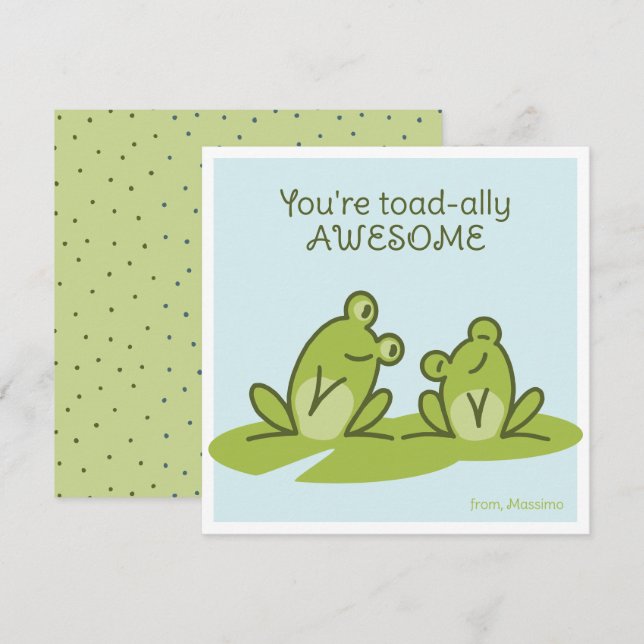 Tarjeta De Agradecimiento Eres Toad-ally-Awesome Green Valentine (Anverso / Reverso)