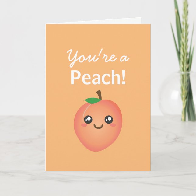 Tarjeta De Agradecimiento ¡Eres un Peach! Dulce lindo y divertido gracias (Anverso)