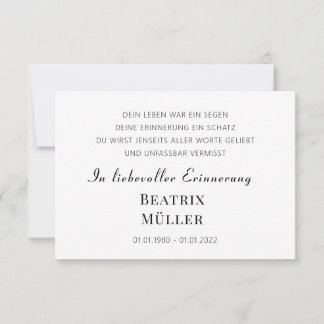 Tarjeta De Agradecimiento Erinnerung Modern Elegant Simple Chic  Dankeskarte