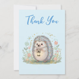 Tarjeta De Agradecimiento Erizo Adorable con Linterna