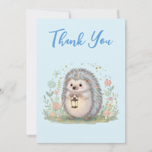 Tarjeta De Agradecimiento Erizo Adorable con Linterna