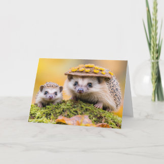 Tarjeta De Agradecimiento Erizo Animal Salvaje Cariñoso en la Naturaleza