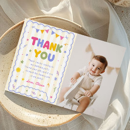 Tarjeta De Agradecimiento Es divertido ser un niño Cumpleaños 1 Foto